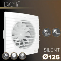 Вентилятор осевой вытяжной Diciti Silent 5C D125 мм 30 дБ 180 м³/ч обратный клапан цвет белый