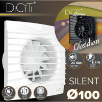 Вентилятор осевой вытяжной Diciti Silent 4C D100 мм 25 дБ 90 м³/ч обратный клапан цвет черный