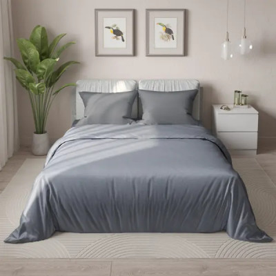 Комплект постельного белья Rustic Silver полутораспальный полисатин серебристый