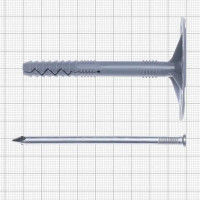 Дюбель для изоляции 10х90 мм с металлическим гвоздем полипропилен цвет красный 250 шт.
