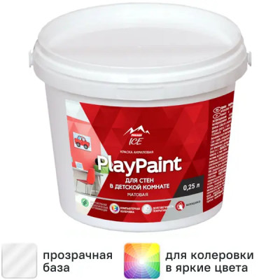 Краска для стен в детской комнате Parade PlayPaint матовая прозрачная база C 0.25 л