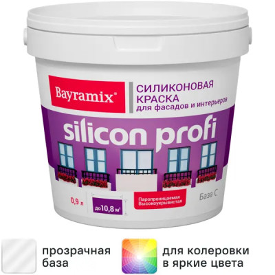 Краска фасадная Bayramix Silicon Profi матовая прозрачная база С 0.9 л