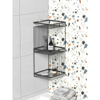 Полка для ванной Lemer Like трехъярусная прямая 20x20x52 см металл цвет чёрный