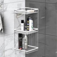 Полка для ванной Lemer Like трехъярусная прямая 20x20x52 см металл цвет белый
