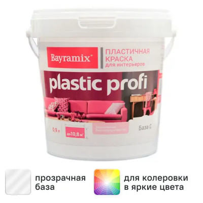 Краска для стен и потолков Bayramix Plastik Profi матовая прозрачная база С 0.9 л