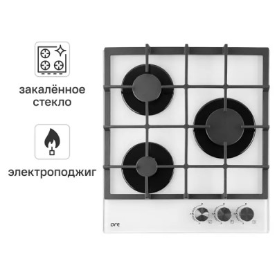 Газовая варочная панель Ore LGS45GW 45 см 3 конфорки цвет белый