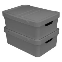 Ящик с крышкой Люкс 38x27.6x14 см 12 л полипропилен цвет серый