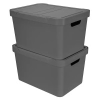 Ящик с крышкой Люкс 38x27.6x22 см 18 л полипропилен цвет серый