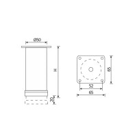 Ножка мебельная круглая 50х80 мм регулируемая сталь цвет хром