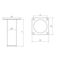 Ножка круглая 100х30 мм сталь максимальная нагрузка 50 кг цвет черный