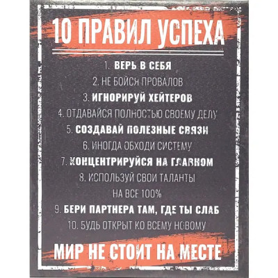 Картина на холсте 10 правил успеха 40x50 см