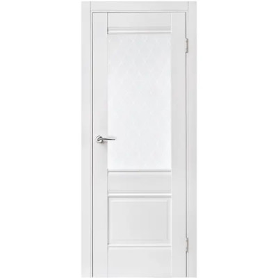 Дверь межкомнатная остеклённая Классико-43 60x200 см ламинация Hardfleх цвет белый (с замком и петлями)