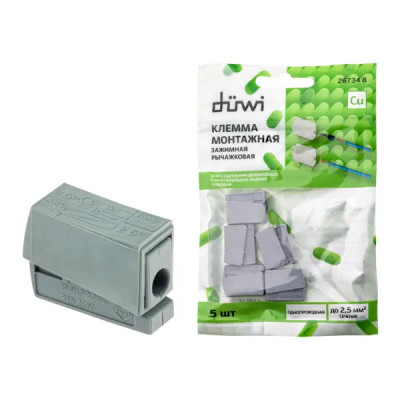 Клеммы соединительные для осветительного оборудования Duwi СМК 224-112 1-проводные 0,5-2,5мм² серые 5 шт 26734 8