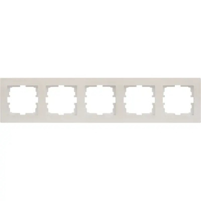 Рамка для розеток и выключателей Lezard Vesna 5 постов горизонтальная цвет жемчужный белый перламутровый