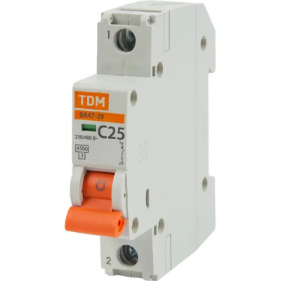Автоматический выключатель TDM Electric ВА47-29 1P C25 А 4.5 кА SQ0206-0076