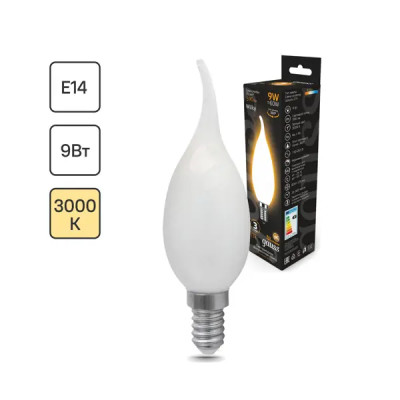 Лампа светодиодная Gauss Filament Milky Е14 5 Вт свеча на ветру 590 Лм теплый белый (желтый) свет