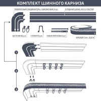 Карниз трёхрядный составной Монарх 300 см пластик цвет корень ореха