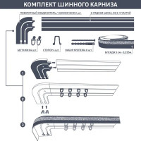 Карниз двухрядный составной Флора 300 см пластик цвет корень ореха