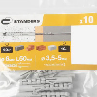 Дюбель потайной Standers PND L 6х50 мм, нейлон, 10 шт.