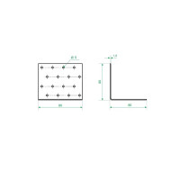 Угол крепежный равносторонний KUR 80x80x80x1.8 оцинкованная сталь цвет серый