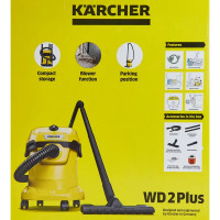 Пылесос строительный Karcher WD 2 Plus V-15/4/18/C, 1000 Вт, 15 л