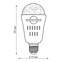 Лампа светодиодная Disco E27 230 В 4 Вт 320 лм, регулируемый цвет света RGB с паттернами