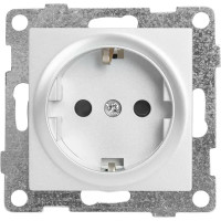 Розетка встраиваемая Gusi Electric с заземлением с защитной шторкой цвет серебро