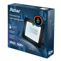 Прожектор светодиодный уличный Ritter RGB+W 50 Вт 4000К IP65 с пультом управления черный