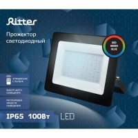 Прожектор светодиодный уличный Ritter RGB+W 100 Вт 4000К IP65 с пультом управления черный