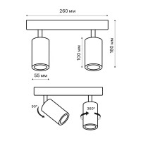 Спот поворотный точечный накладной Ritter Arton 59989 0 2xGU10 цвет белый