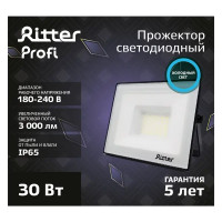 Прожектор светодиодный уличный Ritter Profi 53407 9 30 Вт 3000 Лм 180-240В холодный белый свет 6500К IP65 черный