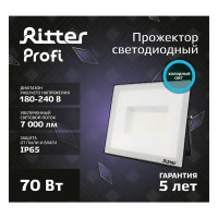 Прожектор светодиодный уличный Ritter Profi 53409 3 70 Вт 7000 Лм 180-240В холодный белый свет 6500К IP65 черный