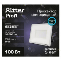 Прожектор светодиодный уличный Ritter Profi 53410 9 100 Вт 10000 Лм 180-240В холодный белый свет 6500К IP65 черный