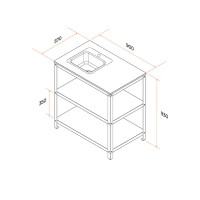 Стол уличный Gratar Patio P-02 с мойкой 90х57х93 см