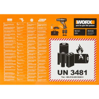 Дрель-шуруповерт аккумуляторная Worx WX100, 20 В Li-ion 1x2 Ач