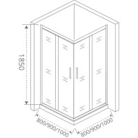 Душевой уголок Makiato CR-90-C-B, квадратный 90x90 см черный профиль прозрачное стекло раздвижной