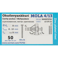 Дюбель Sormat Молли 4/13 50 шт.