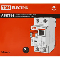 Дифференциальный автомат Tdm Electric АВДТ-63 2P C10 A 30 мА 6 кА A SQ0202-0001