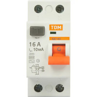 УЗО Tdm Electric ВД1-63 2P 16 A 10 мА 4.5 кА AC SQ0203-0002