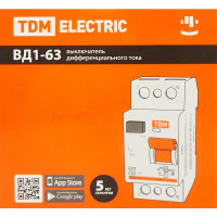 УЗО Tdm Electric ВД1-63 2P 16 A 10 мА 4.5 кА AC SQ0203-0002