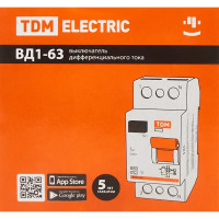 УЗО Tdm Electric ВД1-63 2P 32 A 30 мА 4.5 кА AC SQ0203-0010