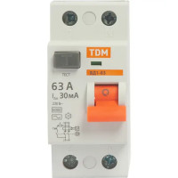 УЗО Tdm Electric ВД1-63 2P 63 A 30 мА 4.5 кА AC SQ0203-0080