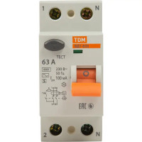 УЗО Tdm Electric ВД1-63S 2P 63 A 100 мА 4.5 кА AC SQ0203-0060