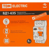 УЗО Tdm Electric ВД1-63S 2P 63 A 100 мА 4.5 кА AC SQ0203-0060