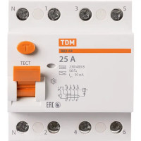 УЗО Tdm Electric ВД1-63 4P 25 A 30 мА 4.5 кА AC SQ0203-0032