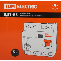 УЗО Tdm Electric ВД1-63 4P 40 A 30 мА 4.5 кА AC SQ0203-0038