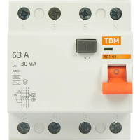 УЗО Tdm Electric ВД1-63 4P 63 A 30 мА 4.5 кА AC SQ0203-0044