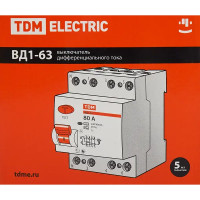 УЗО Tdm Electric ВД1-63 4P 80 A 100 мА 4.5 кА AC SQ0203-0045