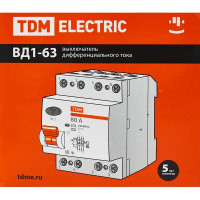 УЗО Tdm Electric ВД1-63 4P 100 A 300 мА 4.5 кА AC SQ0203-0049