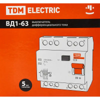 УЗО Tdm Electric ВД1-63 4P 25 A 100 мА 4.5 кА AC SQ0203-0029